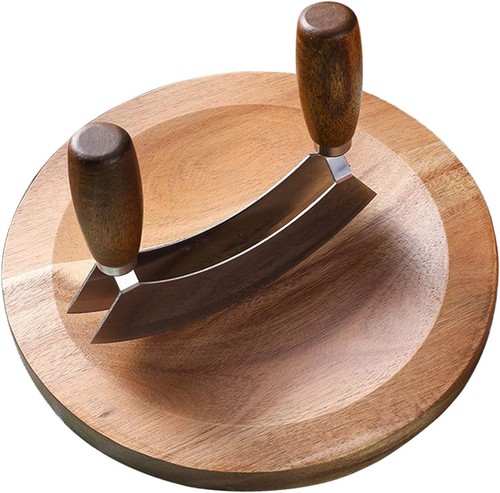 Salad chopper with round wood - chopper,